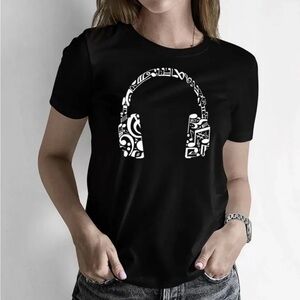 Black Graphic Headphones T-Shirt
